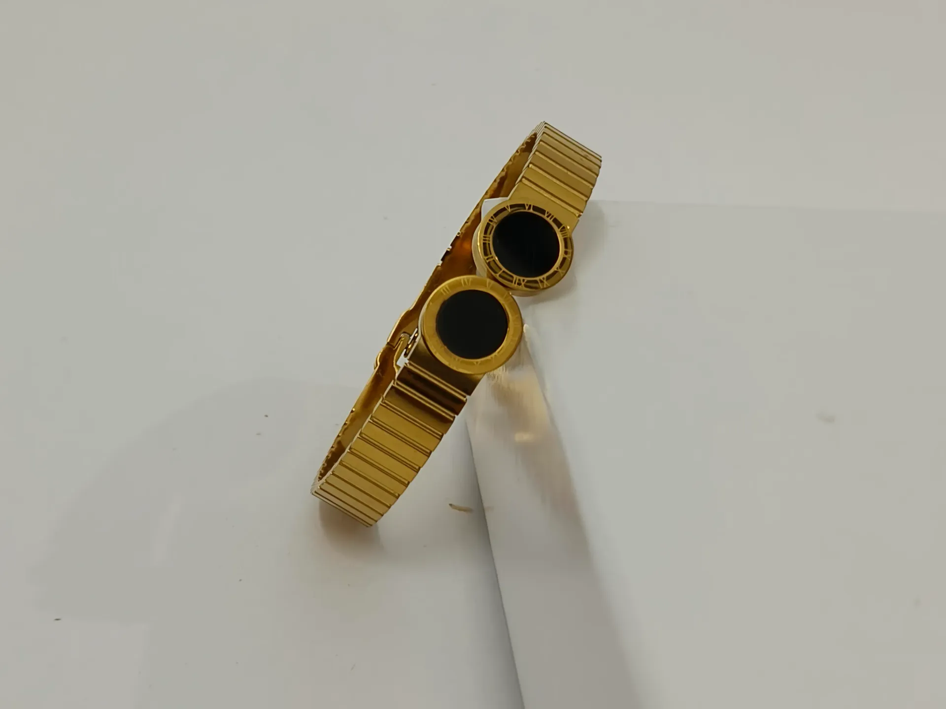 Black Enamel Roman Dial Anti Tarnish Bracelet
