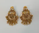 White Enamel Peacock Kundan Copper Statement Earrings with Pearl Drops