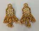 Antique Gold Kundan Pearl Drop Statement Earrings