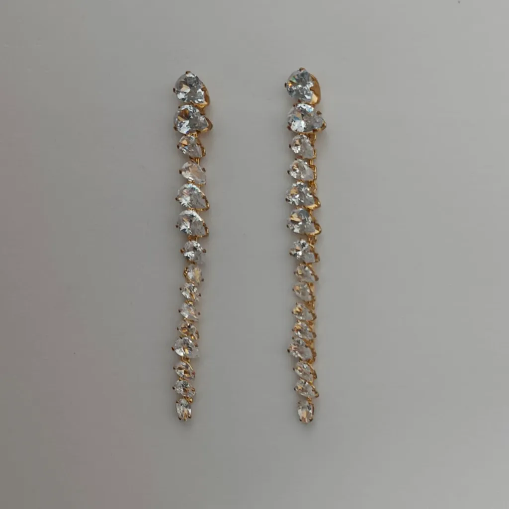 [ATEG043] Crystal Cascade Drop Earrings – Anti Tarnish