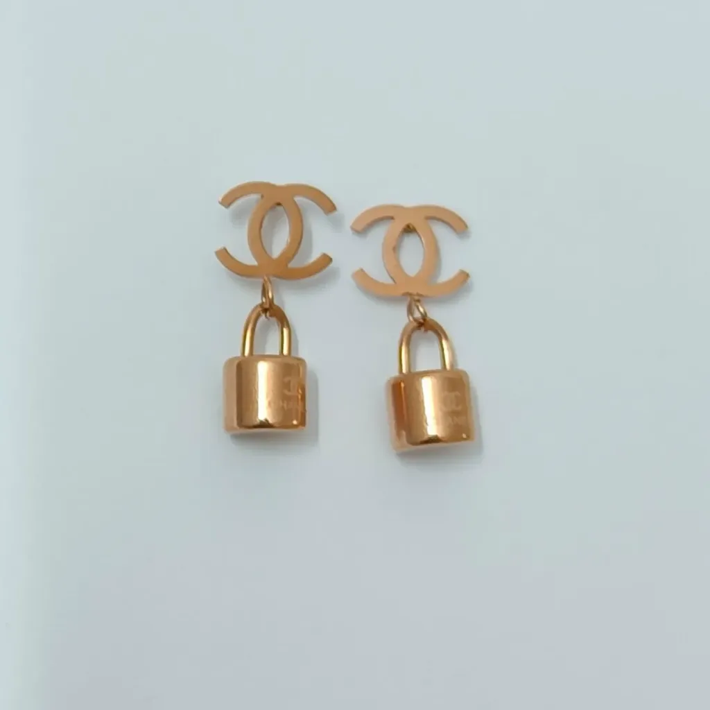 Lock Charm Drop Stud Earrings