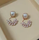 Pearl & Crystal Leaf Hoop Earrings