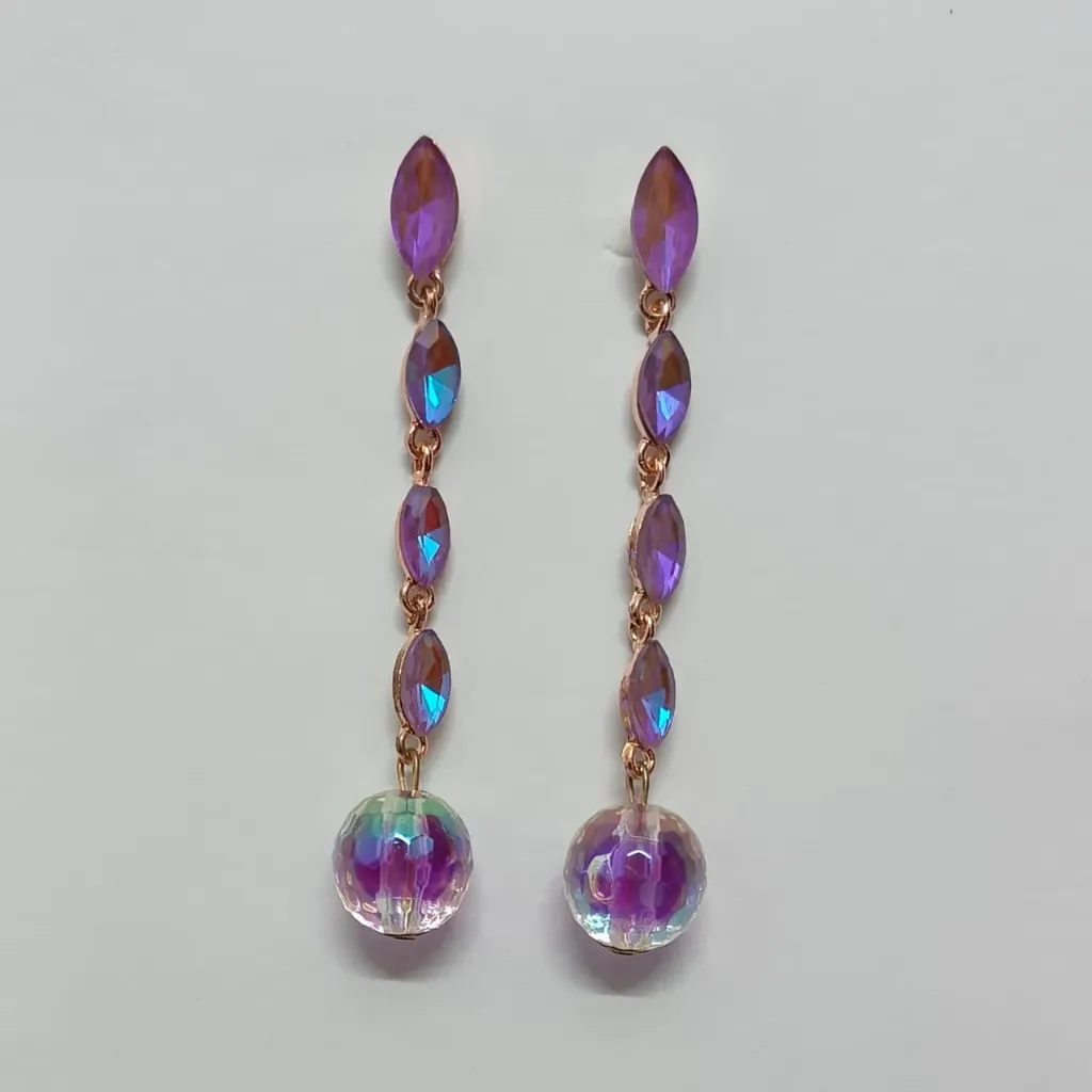 [ATERG008] Iridescent Crystal Drop Earrings