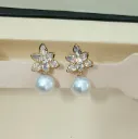 Crystal Blossom Pearl Drop Earrings – Anti Tarnish