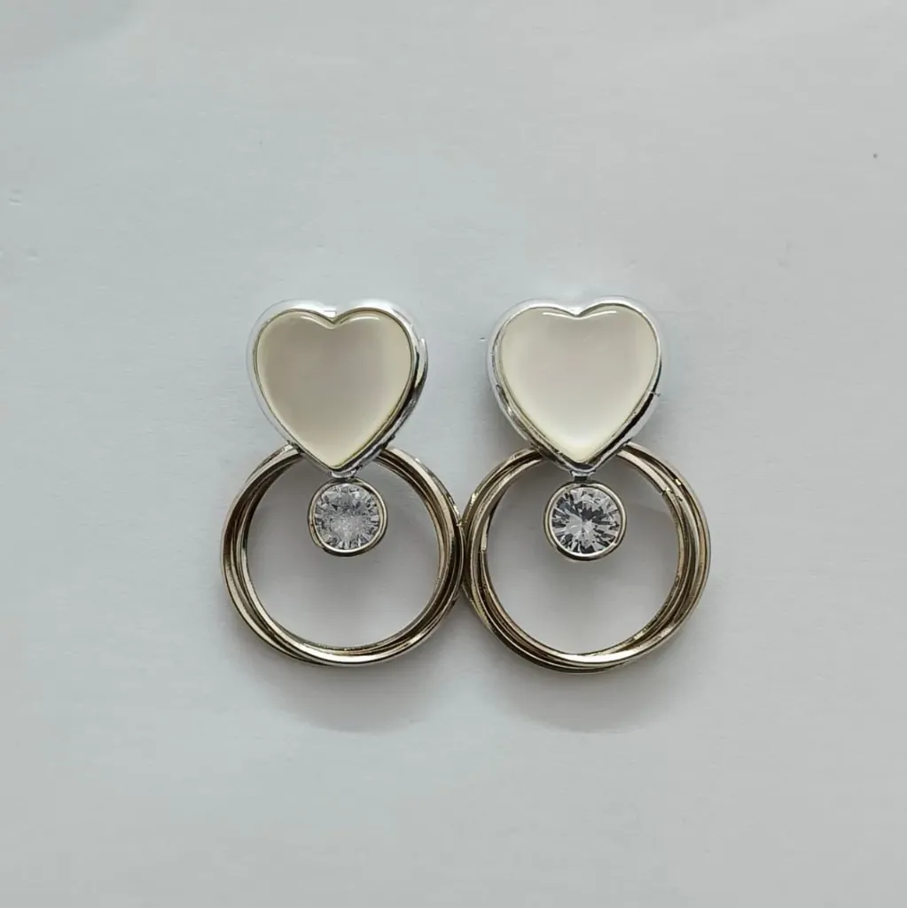 Sweetheart Halo Drop Stud Earrings