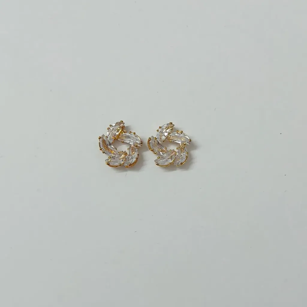 Korean Crystal Swirl Stud Earrings – Anti Tarnish
