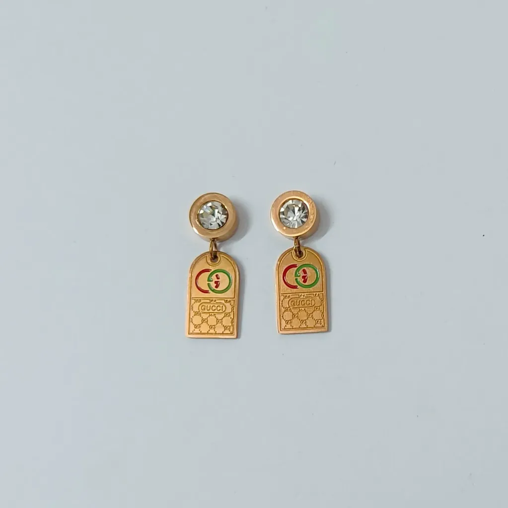 [ATEG008] Crystal Stud Drop Charm Earrings – Anti Tarnish