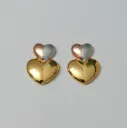 Dual Heart Tri-Tone Stud Earrings – Anti Tarnish