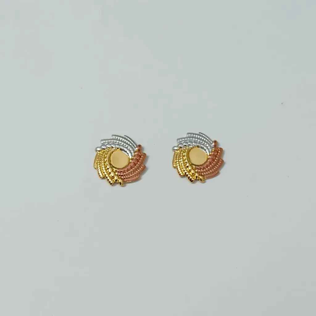 [ATETT004] Tri-Tone Textured Spiral Stud Earrings – Anti Tarnish