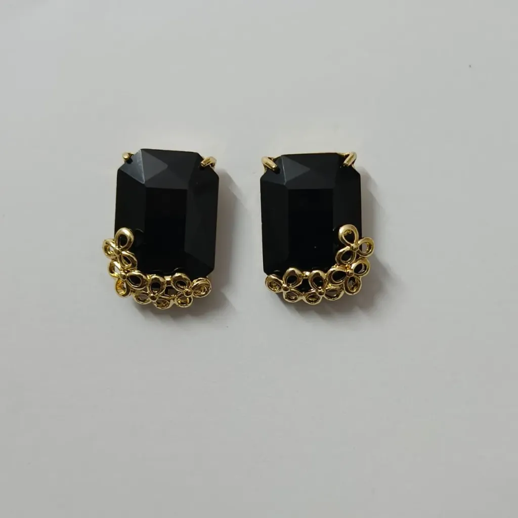 Midnight Colored Emerald-Cut Crystal Stud Earrings – Anti Tarnish