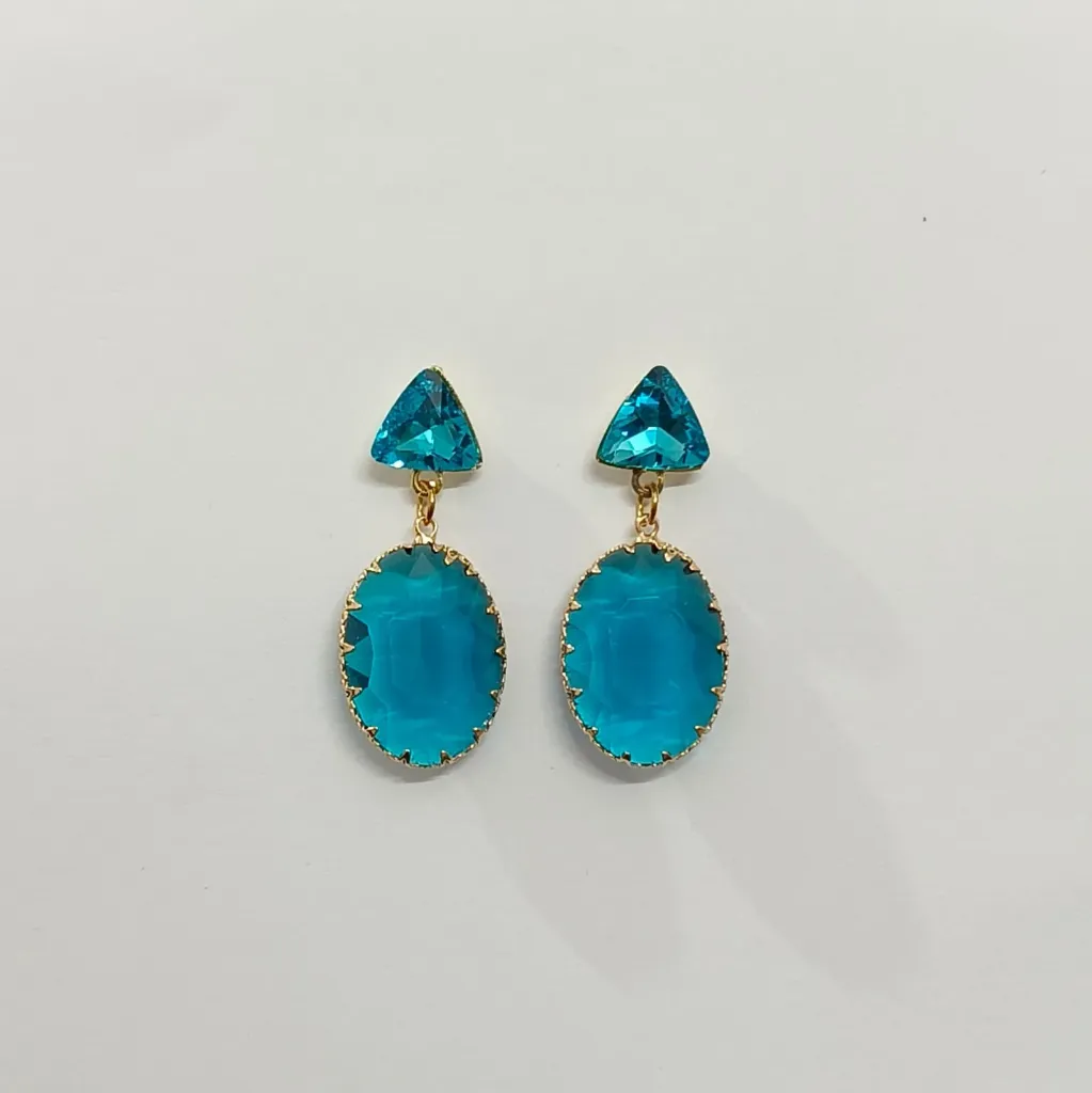 Colored Crystal Oval Drop Earrings – Anti Tarnish