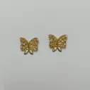 Gold-Toned American Diamond Butterfly Stud Earrings