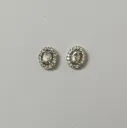 Silver-Toned American Diamond Halo Stud Earrings