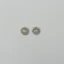 Silver-Toned American Diamond Halo Stud Earrings