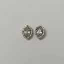 Silver-Toned Oval Cut American Diamond Halo Stud Earrings