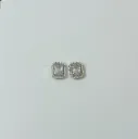 Silver-Toned Rectangle Cut Halo Stud Earrings