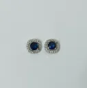 Silver Toned Coloured Stone Halo Stud Earrings
