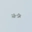 Silver-Toned Floral American Diamond Stud Earrings