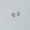 Silver-Toned Crescent Moon American Diamond Stud Earrings