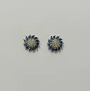 Royal Blue Floral American Diamond Stud Earrings
