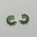 Emerald Crescent American Diamond Stud Earrings