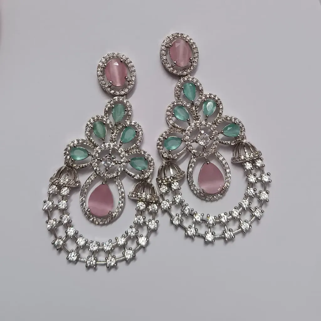 Pastel Chandelier American Diamond Earrings