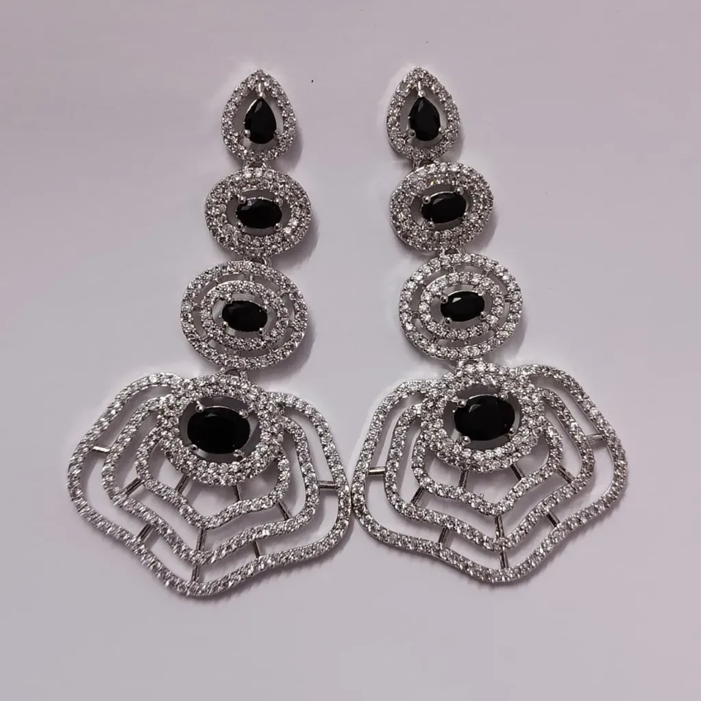 Elegantly Layered American Diamond Statement Earrings