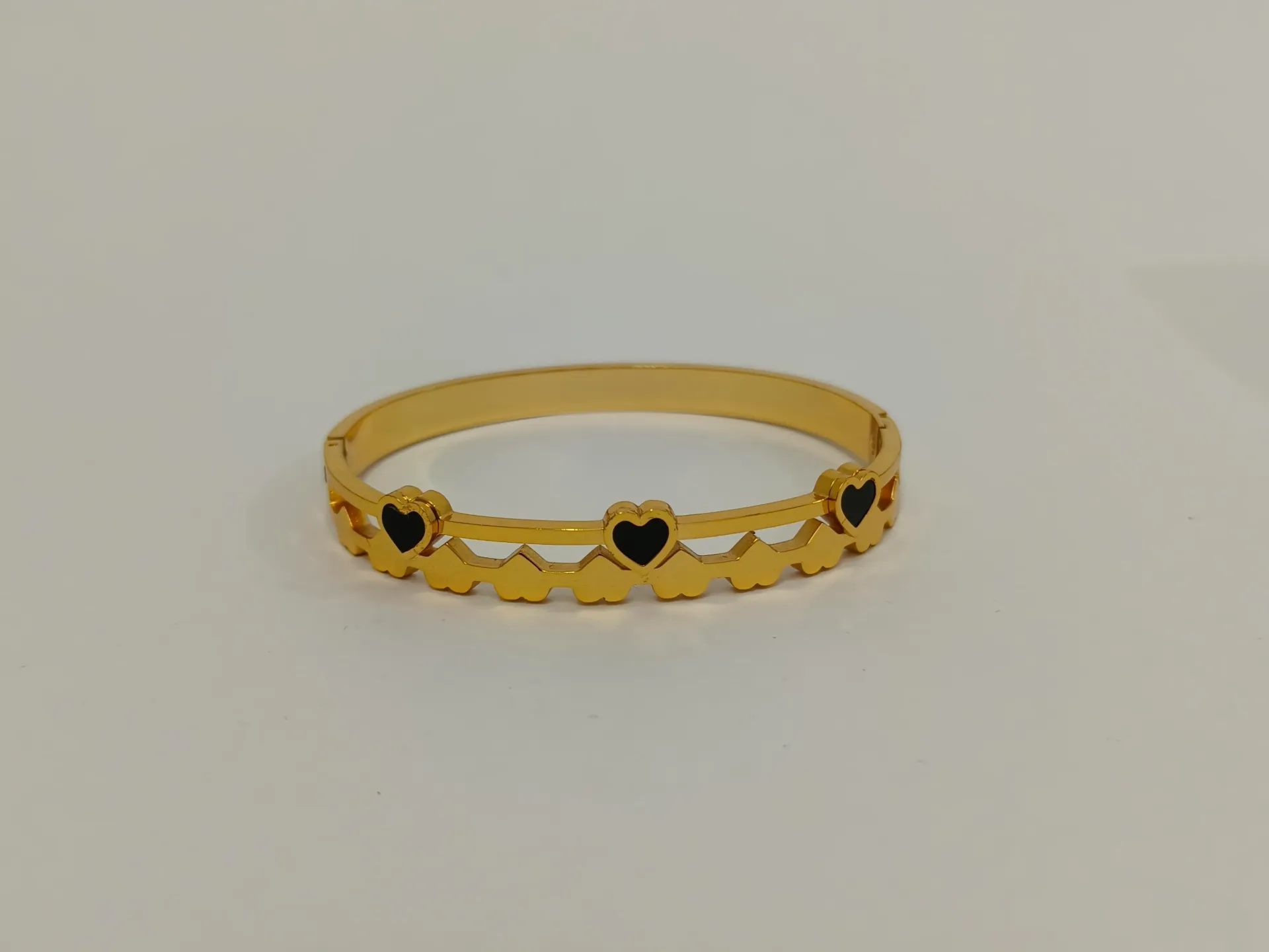 Triple Heart Enamel Anti Tarnish Bracelet