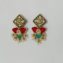 Kashmiri Floral Pearl Drop Earrings