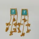 Gold-Toned Long Jhumka Earrings with Chain Tassels
