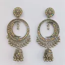 Oxidised Silver Crescent Hoop Jhumka Earrings