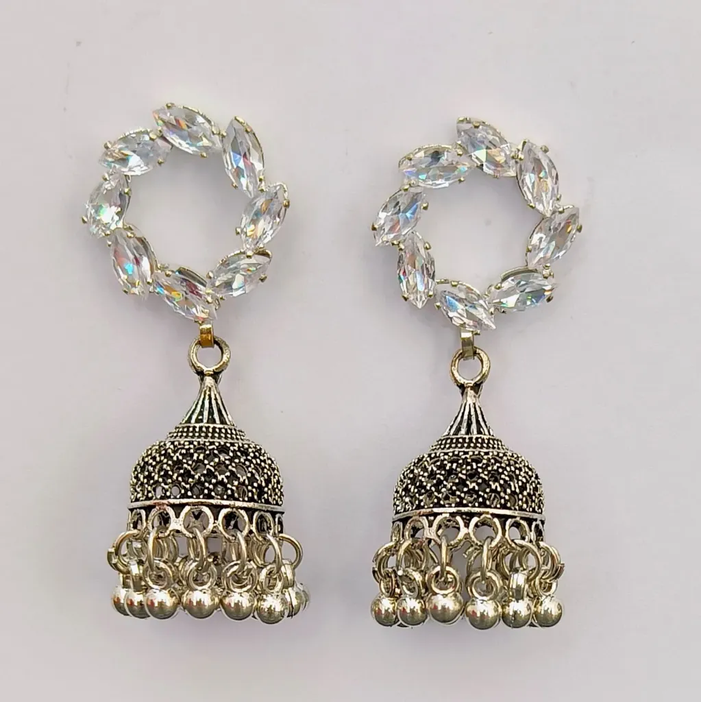 [OE010] Crystal Halo Jhumka Earrings