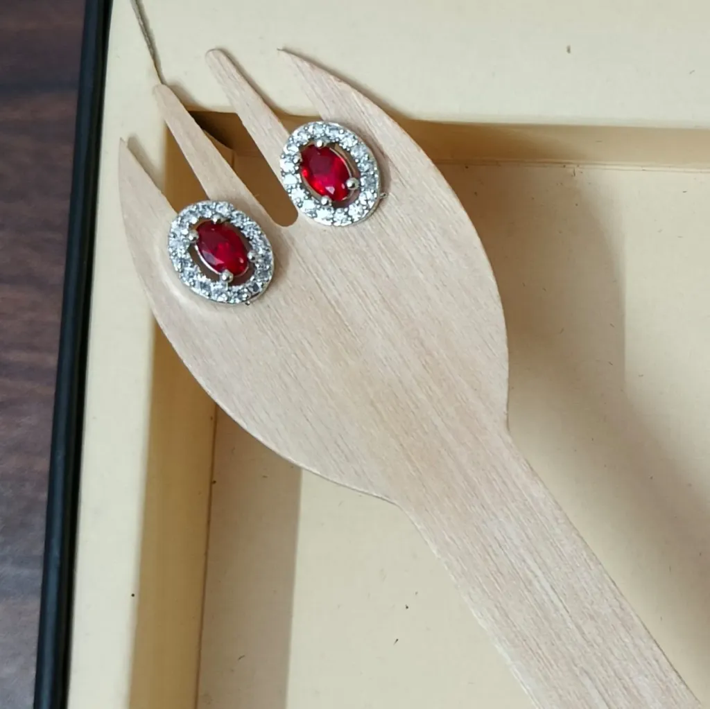 Silver-Toned American Diamond Halo Stud Earrings