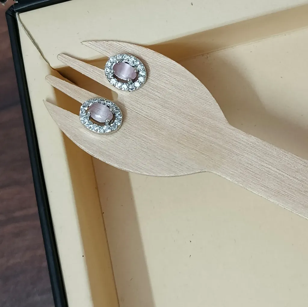 Silver-Toned American Diamond Halo Stud Earrings