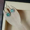 Silver-Toned American Diamond Halo Stud Earrings