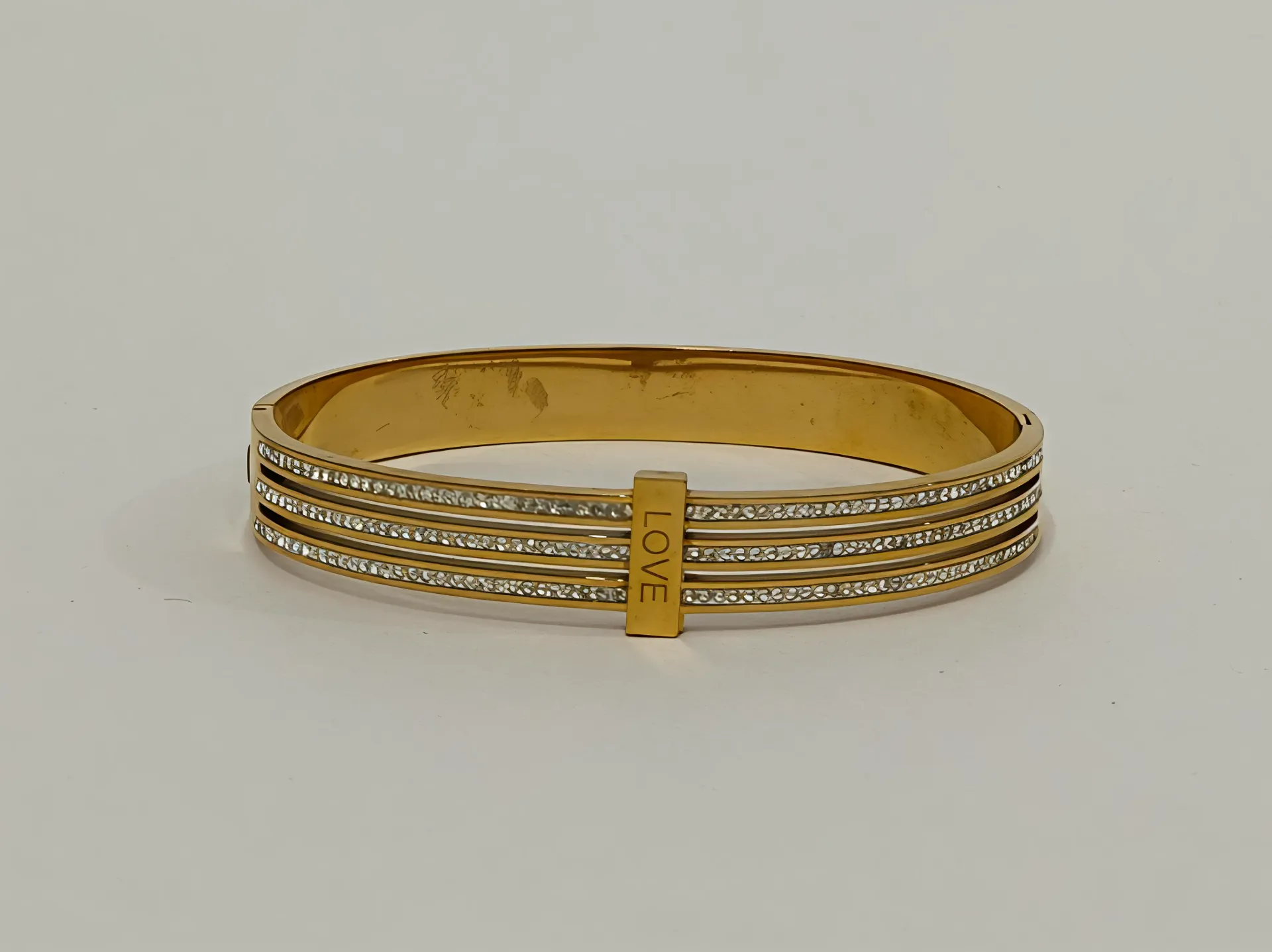 [ATBG023] Love Multi-Row Crystal Anti Tarnish Bracelet