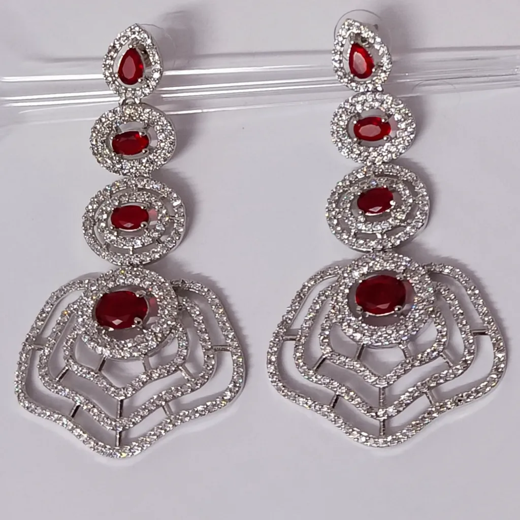 Elegantly Layered American Diamond Statement Earrings