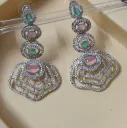 Elegantly Layered American Diamond Statement Earrings