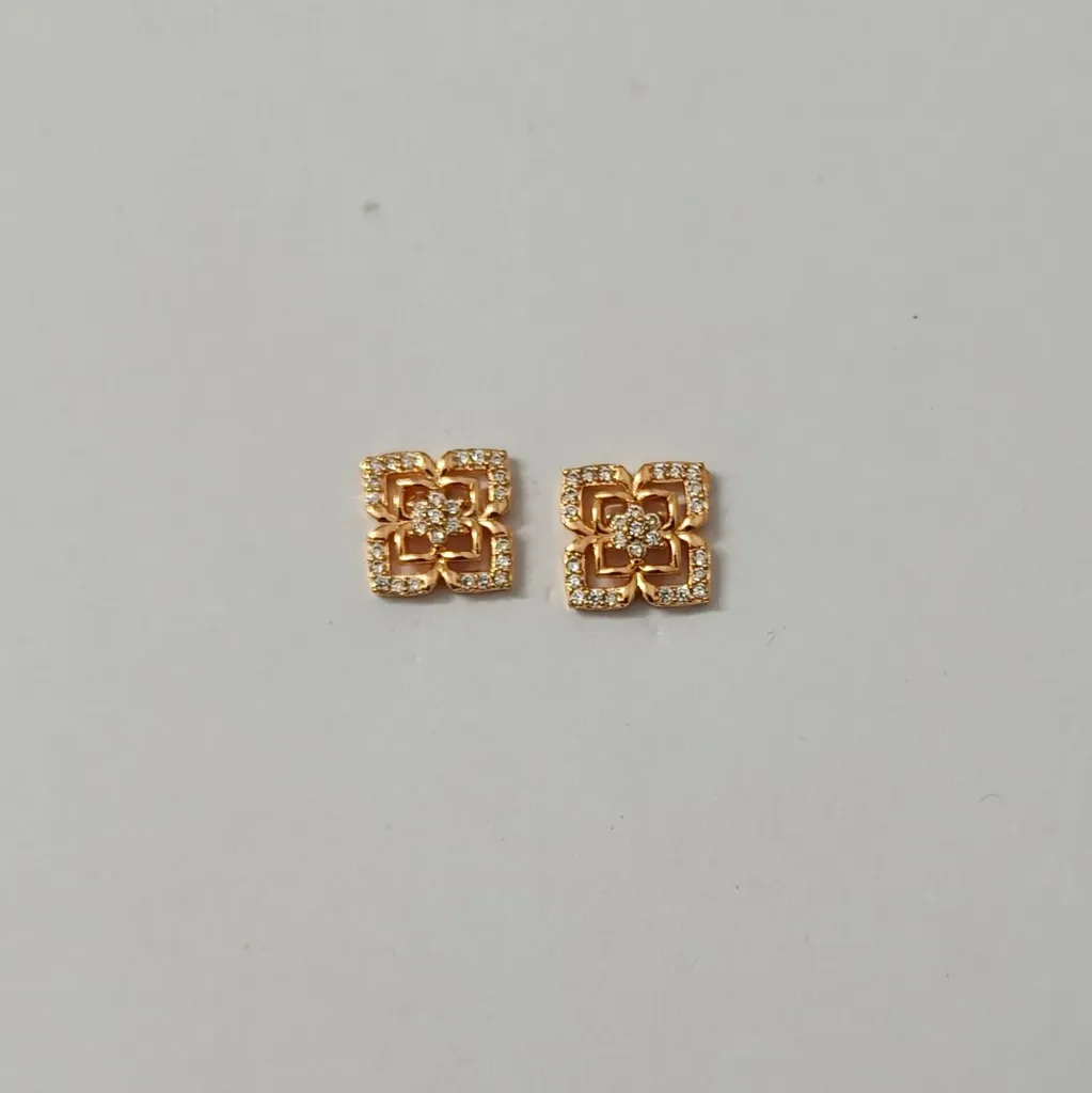 Elegant Bloom Square Stud Earrings
