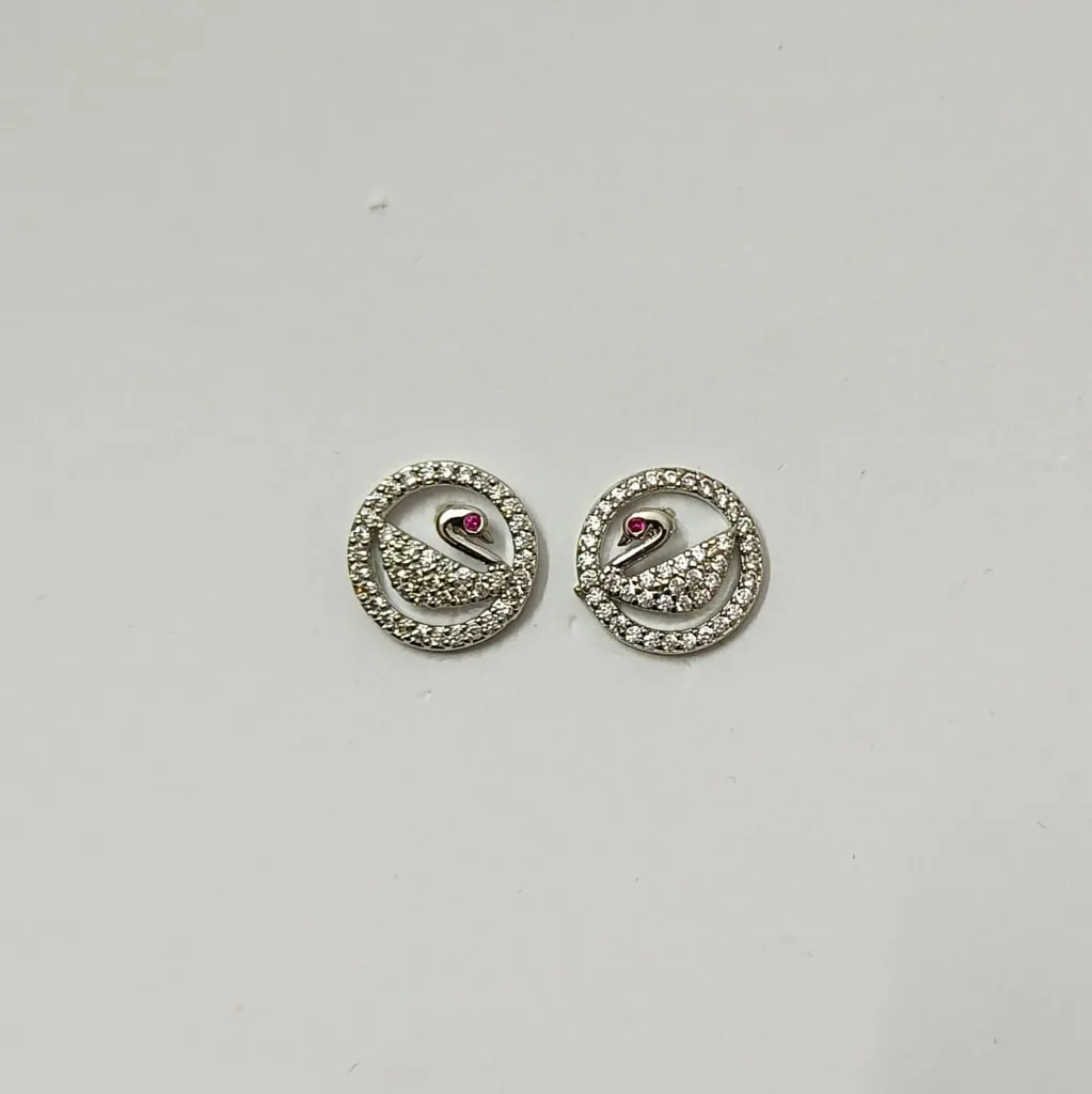 Elegant Swan Halo Stud Earrings