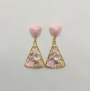 Floral Blossom Crystal Triangle Drop Earrings – Anti Tarnish