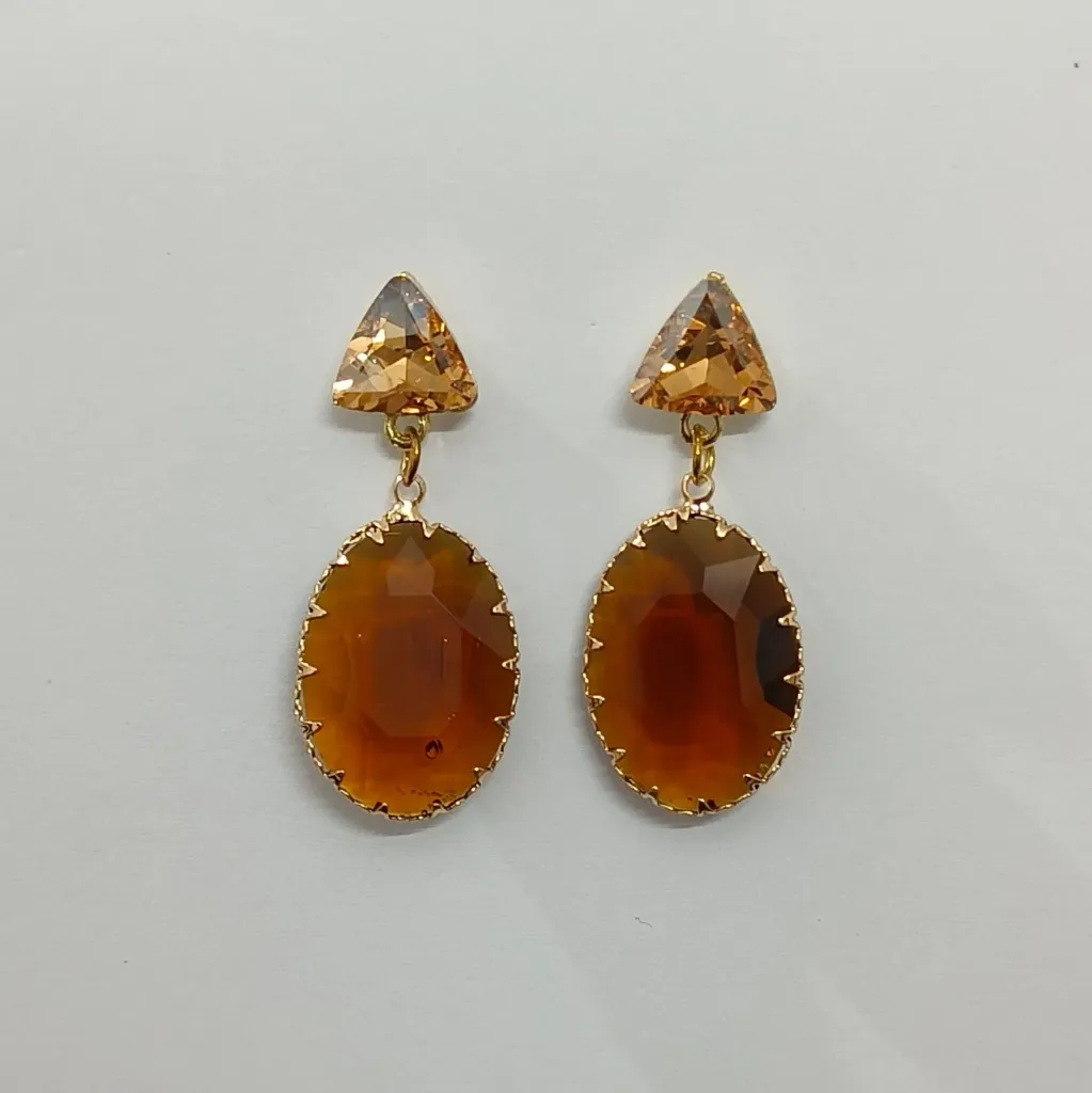 Colored Crystal Oval Drop Earrings – Anti Tarnish