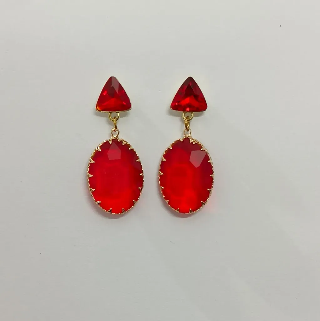 Colored Crystal Oval Drop Earrings – Anti Tarnish