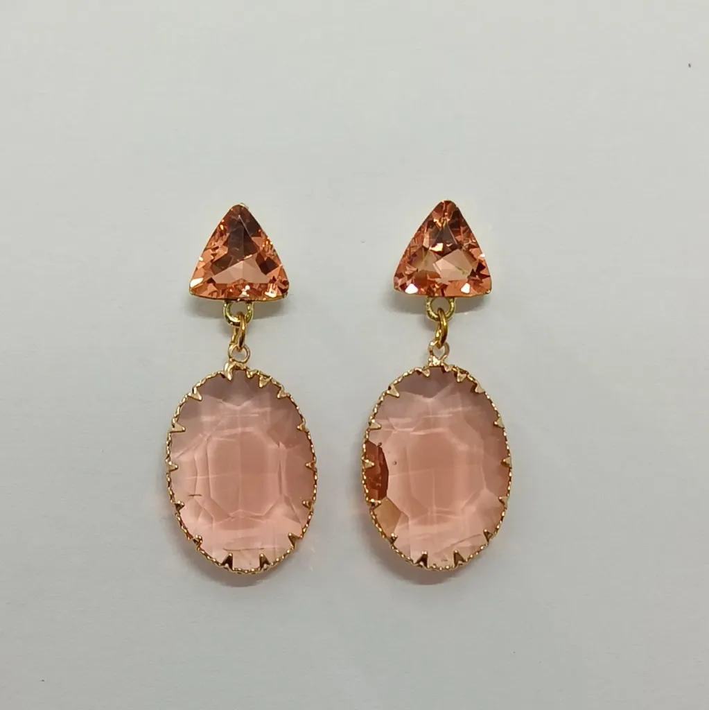 Colored Crystal Oval Drop Earrings – Anti Tarnish