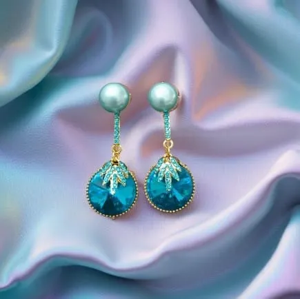 [ATEG038] Colored Champagne Crystal Drop Earrings – Anti Tarnish