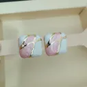 Marble Enamel Square Stud Earrings – Anti Tarnish