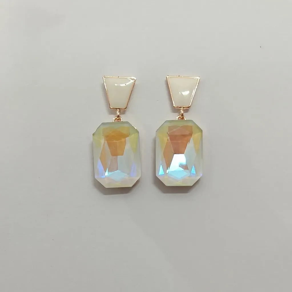 Geometric Crystal Drop Earrings – Anti Tarnish