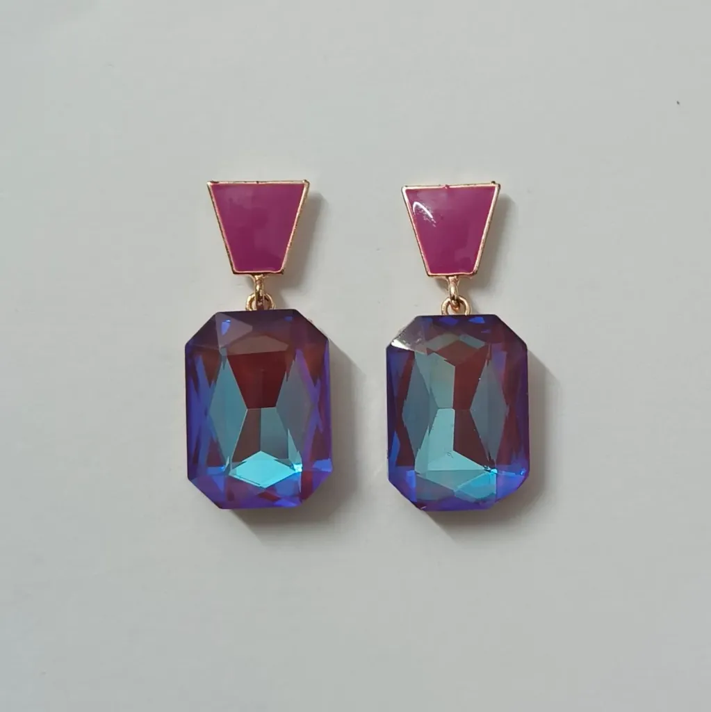 Geometric Crystal Drop Earrings – Anti Tarnish