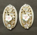 Floral Embellished Oval Stud Earrings – Anti Tarnish