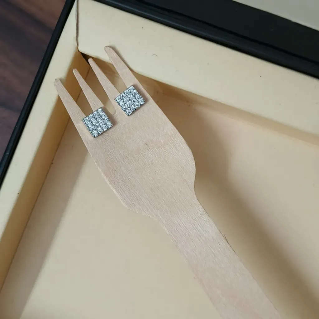 Silver Crystal Square Stud Earrings – Anti Tarnish